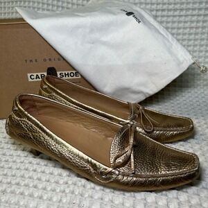 CAR SHOE Women's Gold Metallic Leather Loafer Heels Size‎ 40